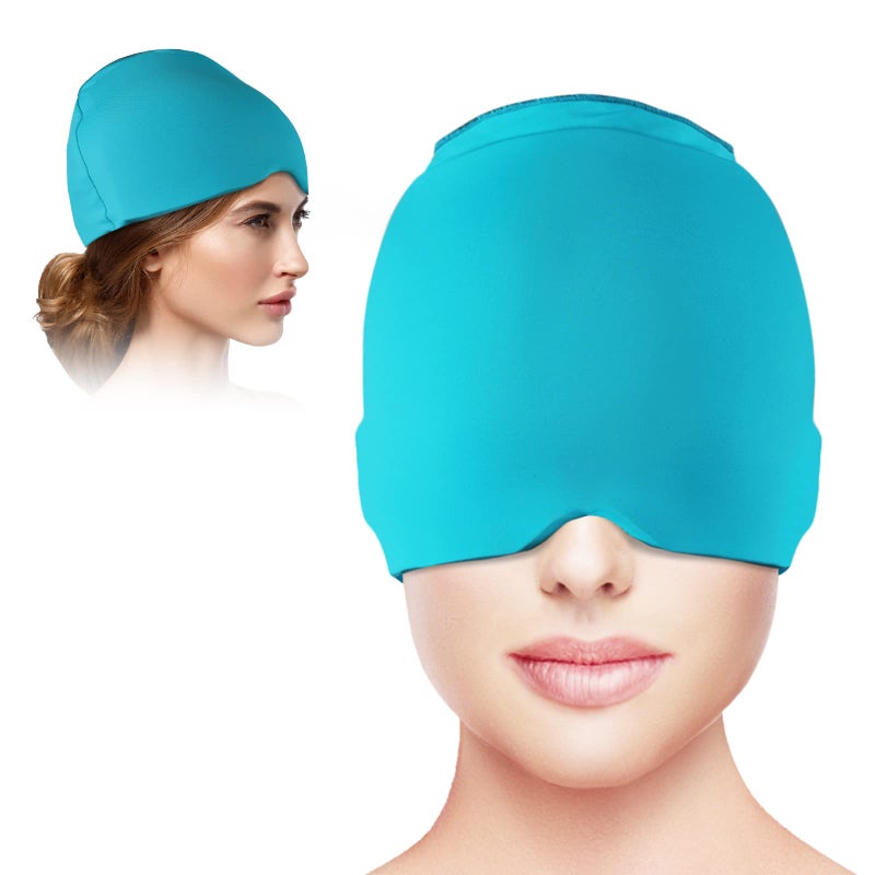 Ice Cap Migraine Relief Snugly Fit Ice Pack Hat with Gel for Headache Therapy Green